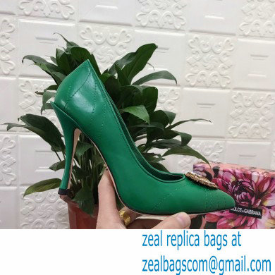 Dolce  &  Gabbana Heel 10.5cm Quilted Leather Devotion Pumps Green 2021